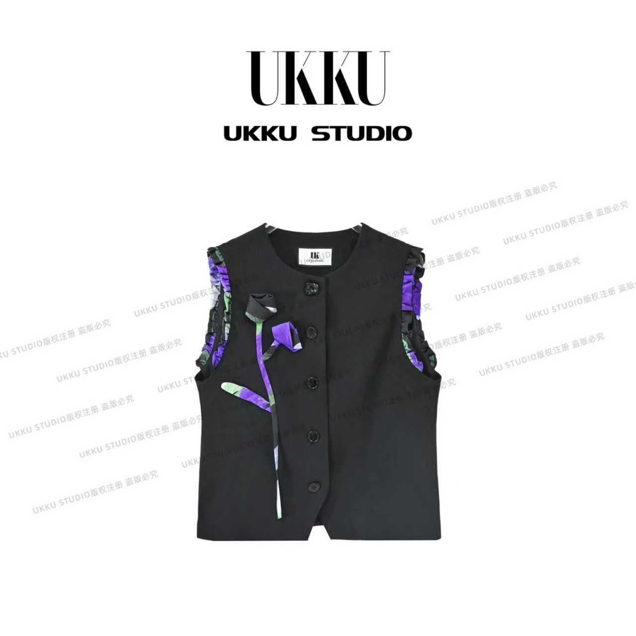 大美【UKKUSKUDIO】小众气质修身拼接百搭潮流马甲614652
