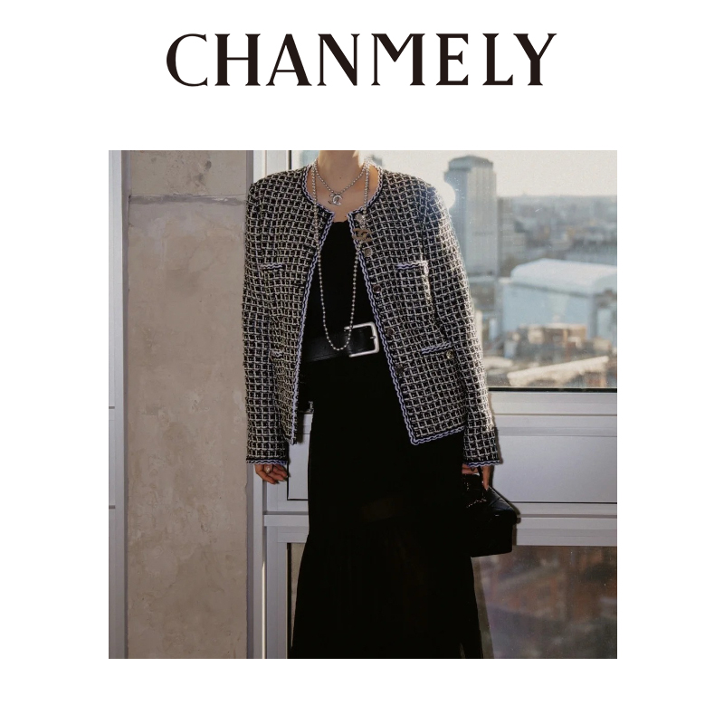【CHANMITY】 24/FW香风秀款高级黑白编织重工外套0241680