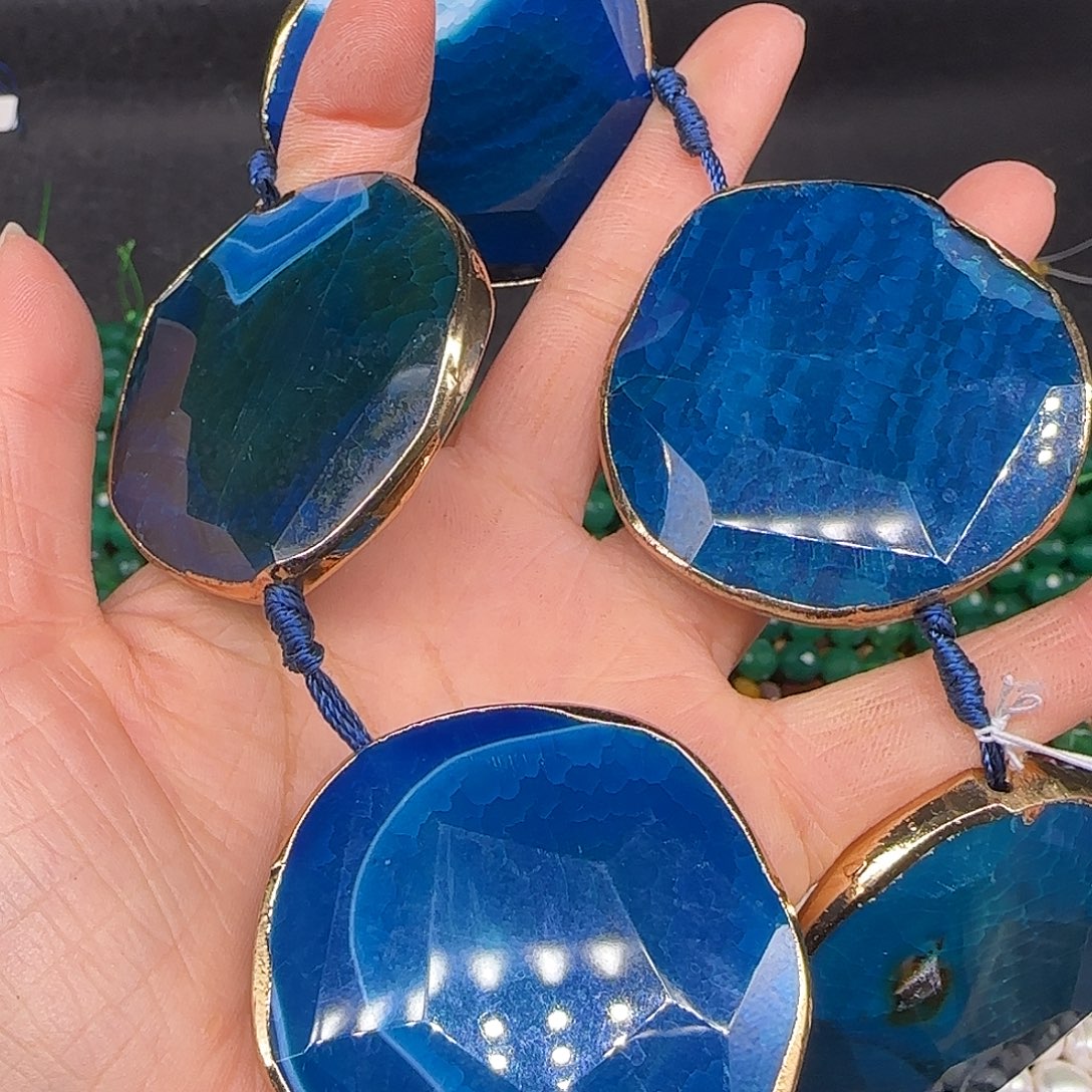 玛瑙/玉髓合金珠宝半成品蓝玛瑙一颗