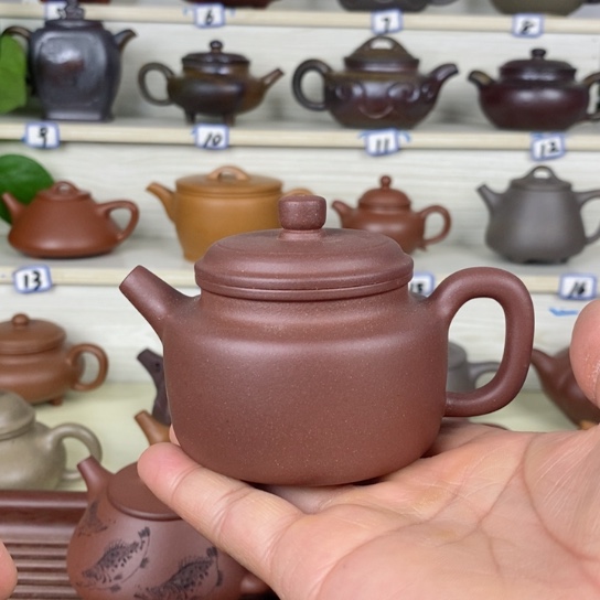 紫砂茶壶风釉羊角山紫泥150cc德钟半手工