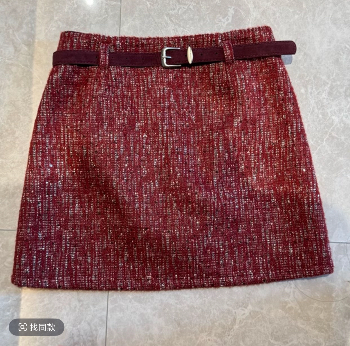 三七9621#小香风短裤裙配腰带