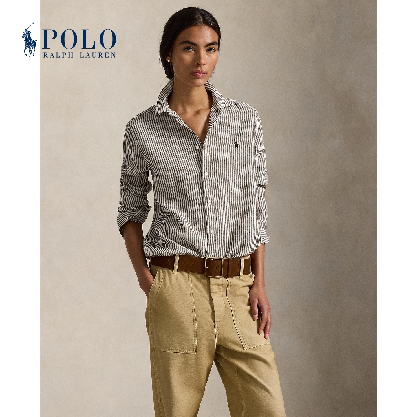 Ralph Lauren/拉夫劳伦女装 26年早春经典版条纹亚麻衬衫RL27477