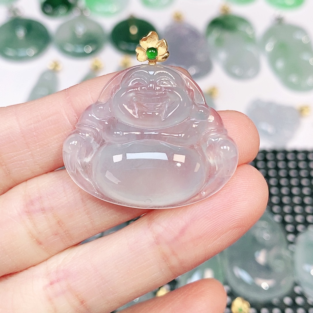 翡翠18K金镶嵌颈饰