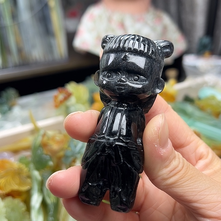 岫玉未镶嵌发饰哪吒手把