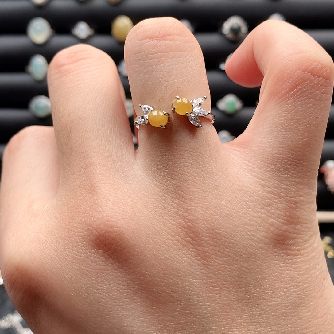 翡翠戒指银S925镶嵌0016