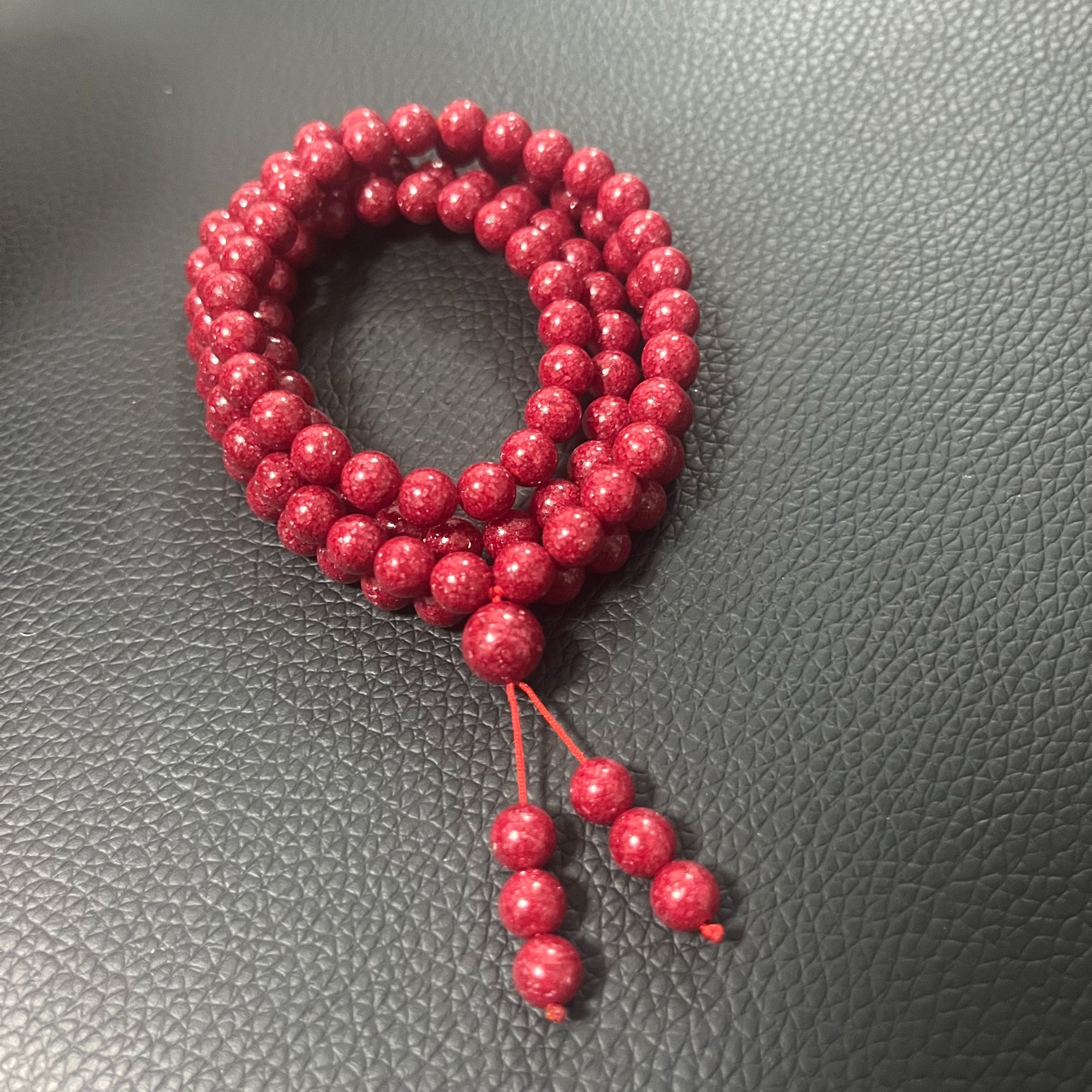 天然辰砂马仙溪6mm晶体砂108颗