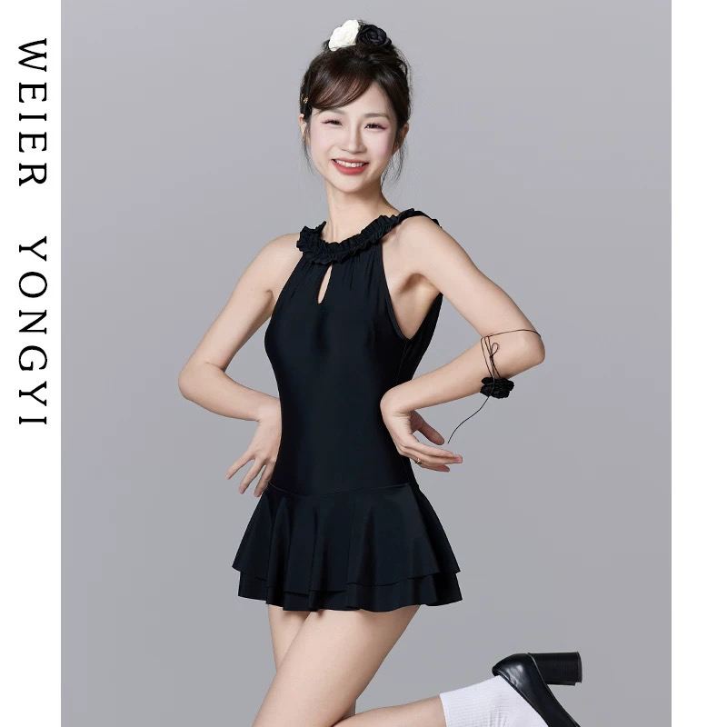 裙式连体泳衣女小胸聚拢微胖大码韩版风美背保守款