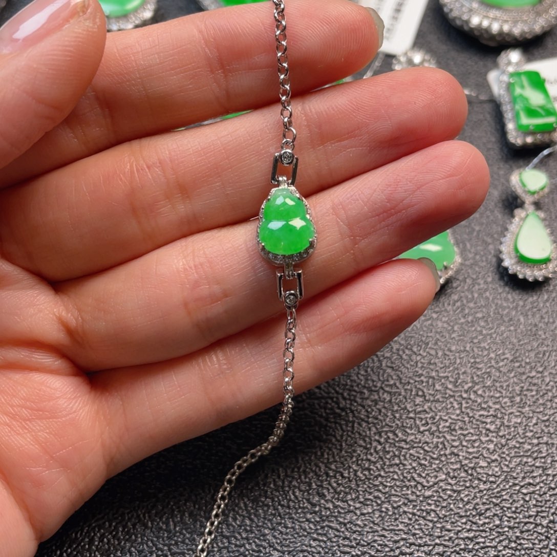 翡翠吊坠(不含链)银S925镶嵌手链