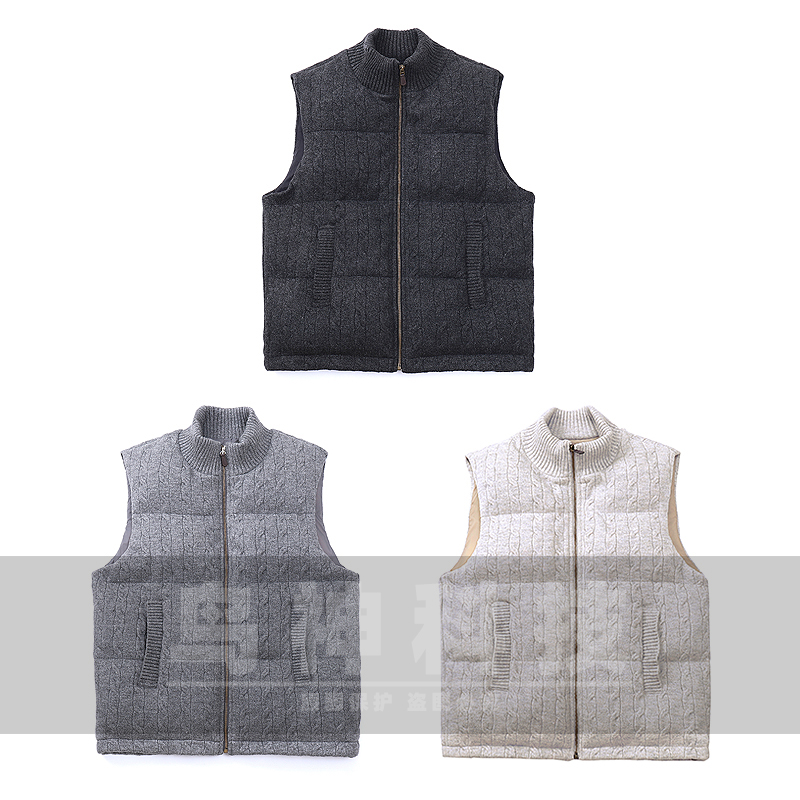 肇文户外 老钱风绵羊毛针织麻花马甲秋冬加厚坎肩