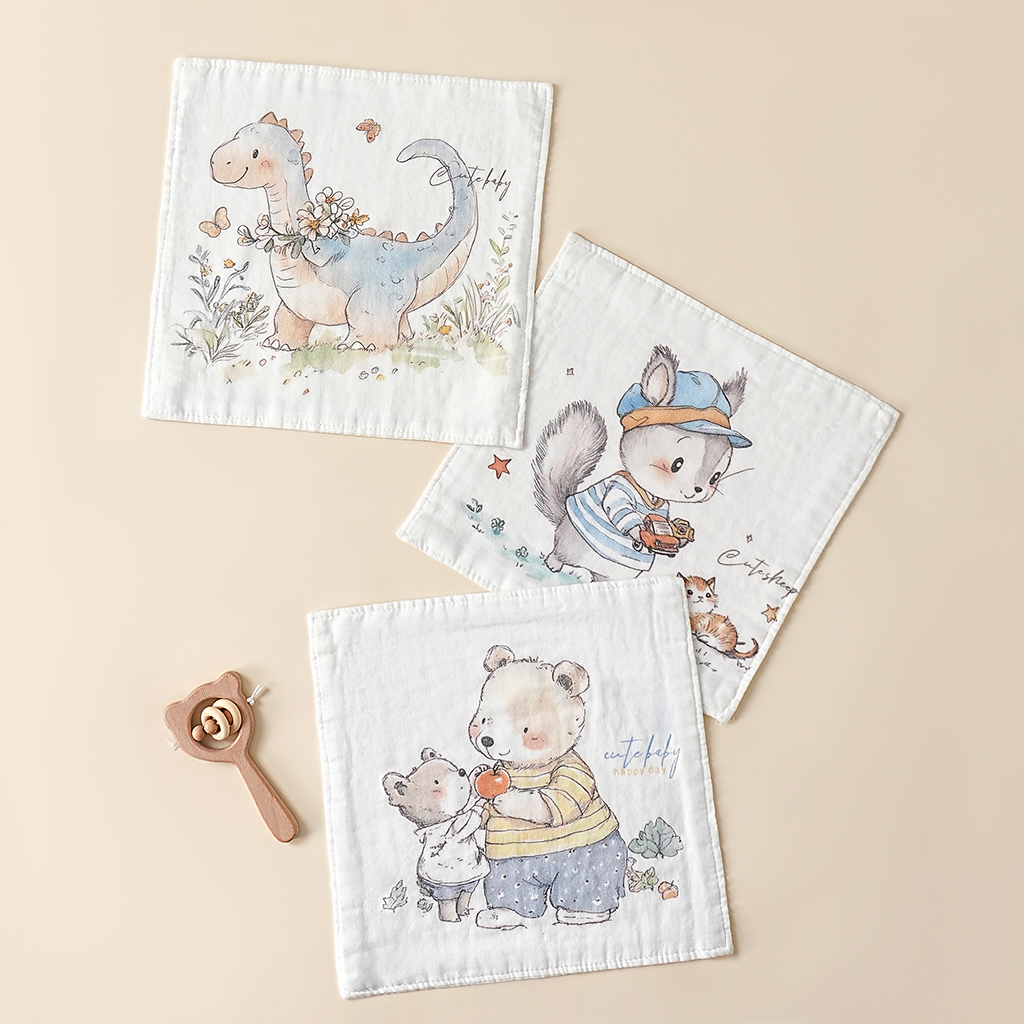 【贝瑞拉四层方巾 】4层竹荷纱罗方巾婴幼儿宝宝方巾口水巾方巾