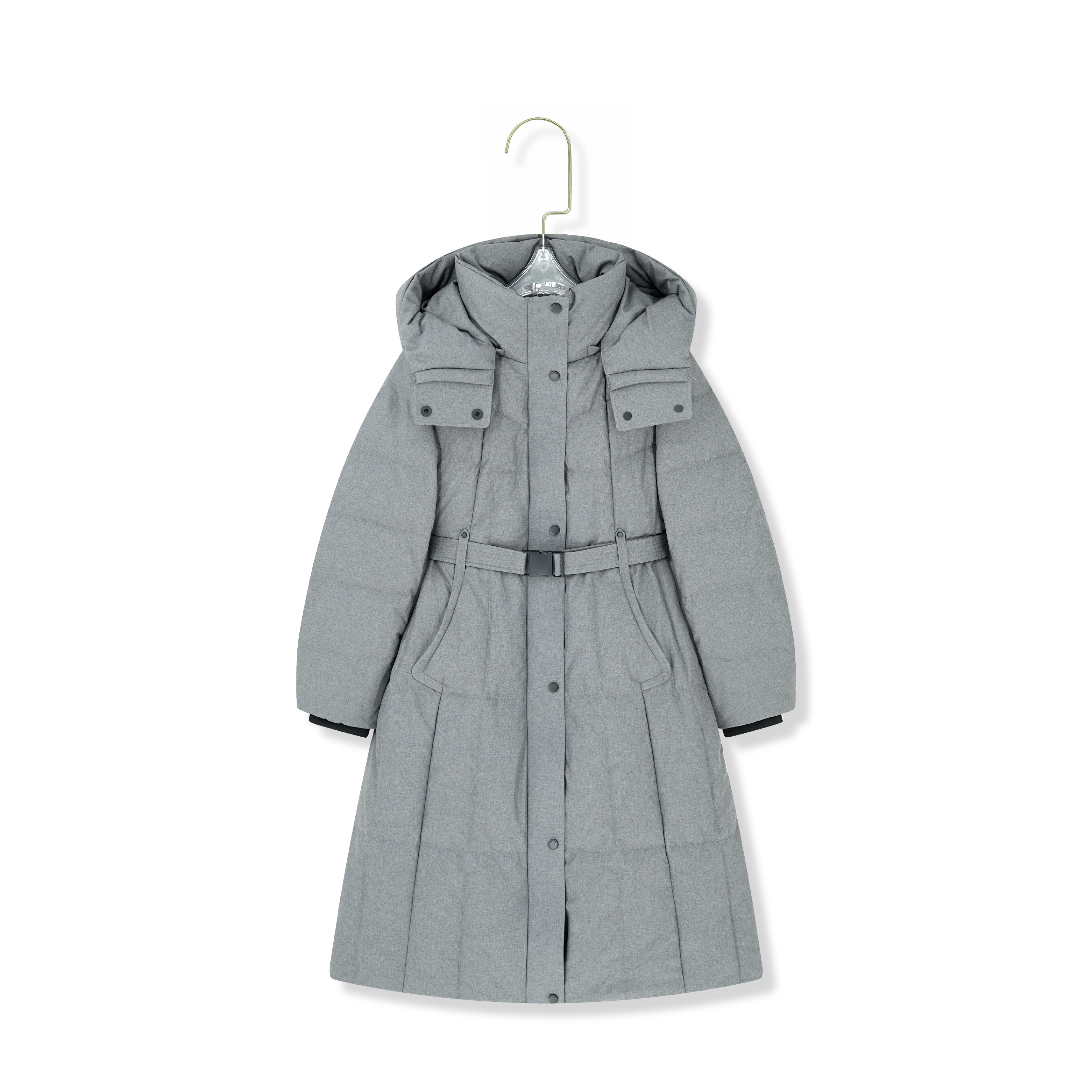 立领长款鹅绒防寒保暖显瘦修身型纯色厚女装厚款连帽-3