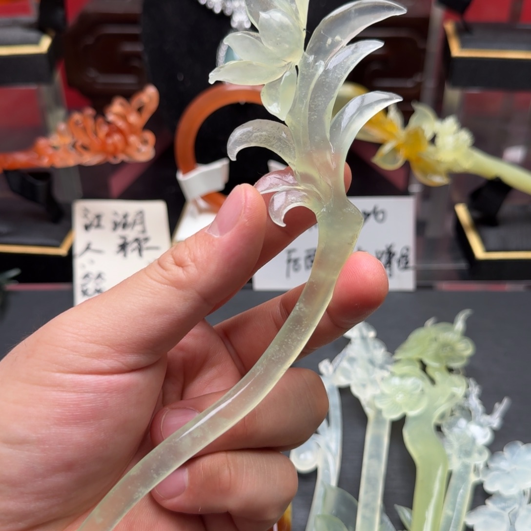 岫玉发饰未镶嵌明君玉簪就是好看