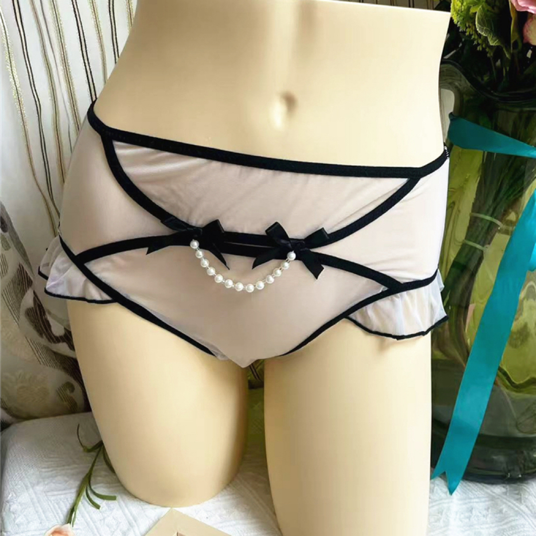 新款大码法式拼色飞边蝴蝶结女士夏季薄款透气三角内裤
