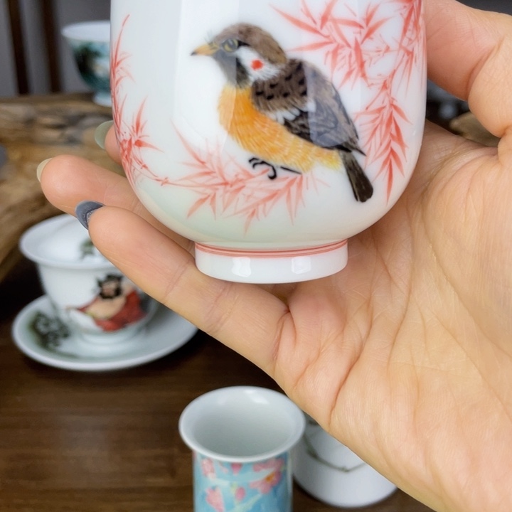 杯主人杯手绘釉下彩
