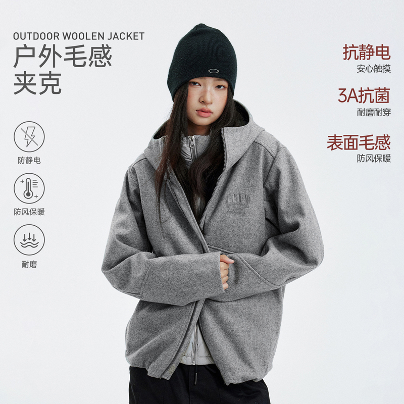 MEDM 基础Logo户外连帽拉链夹克潮流简约百搭防风保暖情侣外套冬
