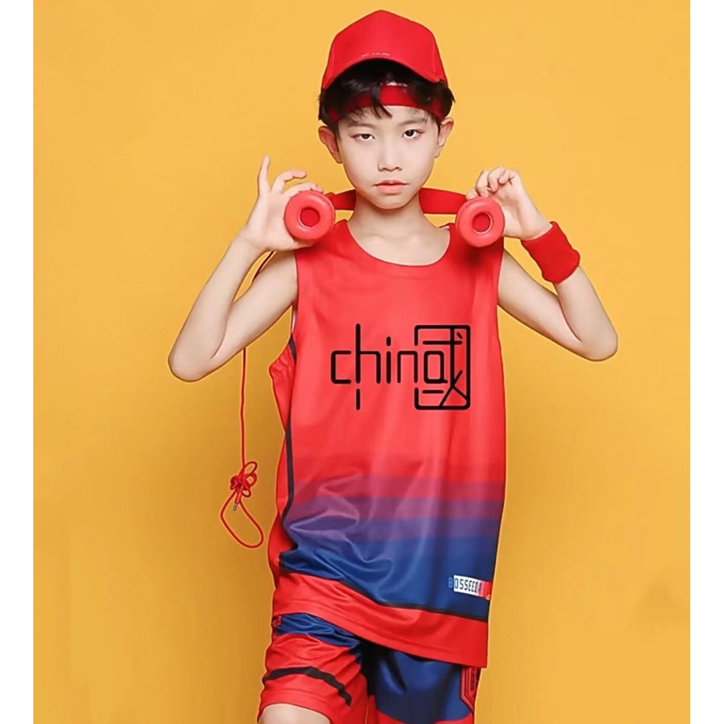 儿童2025夏季新款时尚百搭潮流运动套装(尺码偏大-按身高拍)B0379