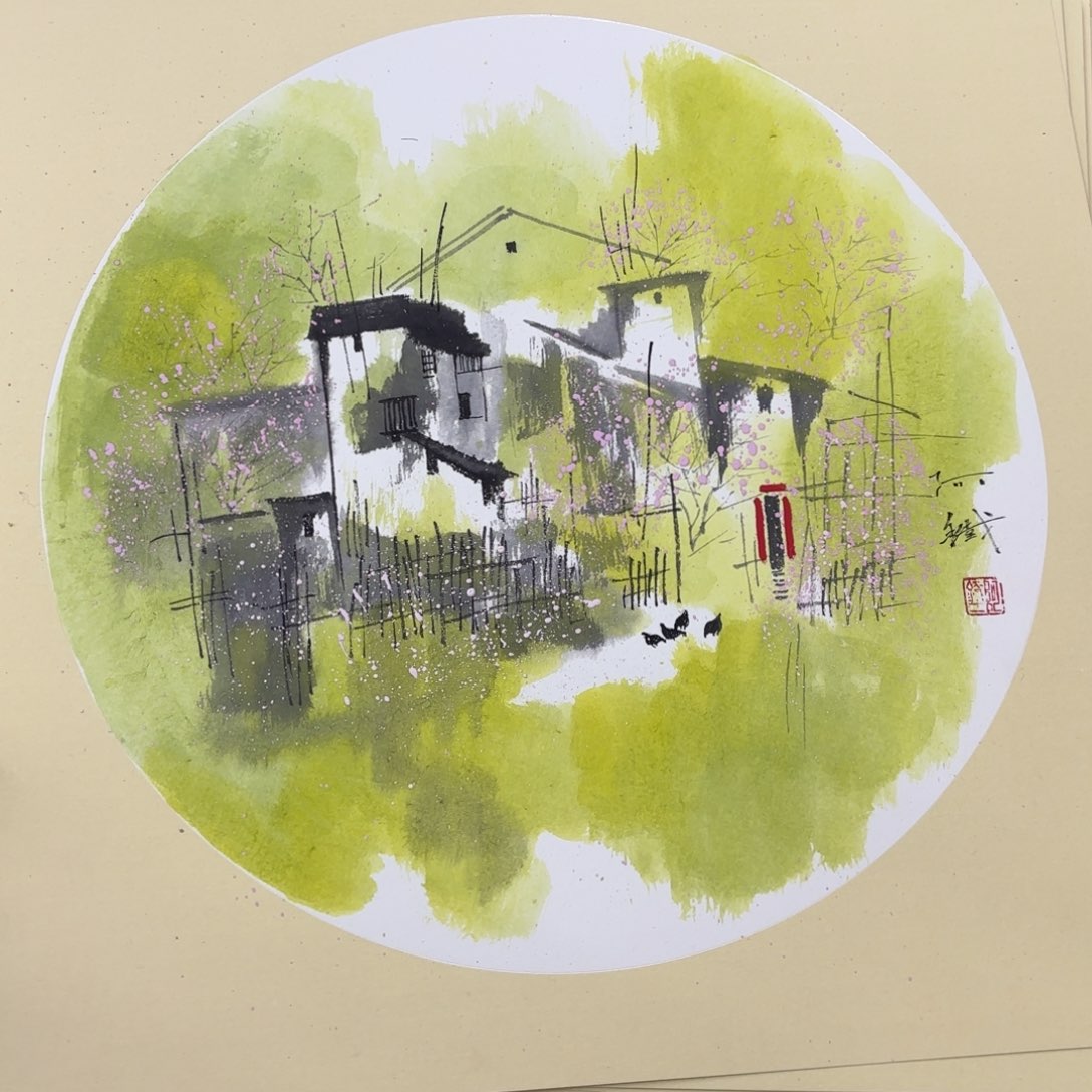 国画斗方赵铁50斗方山水赵