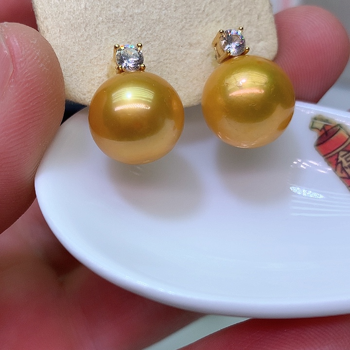 银S925镶嵌耳饰淡水珍珠