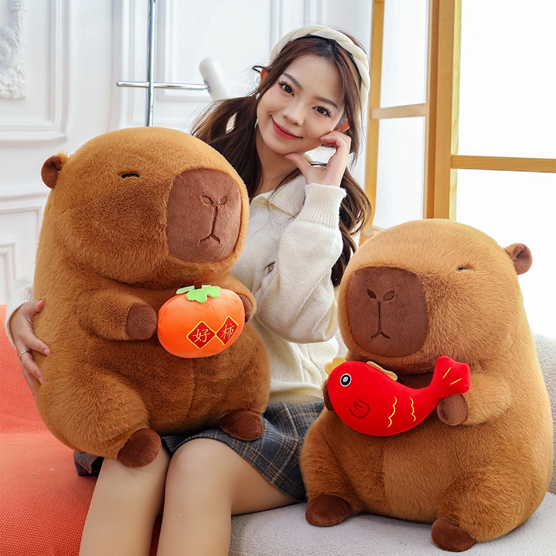 创意卡皮巴拉公仔女孩毛绒玩具水豚玩偶抱枕可爱娃娃儿童生日礼物