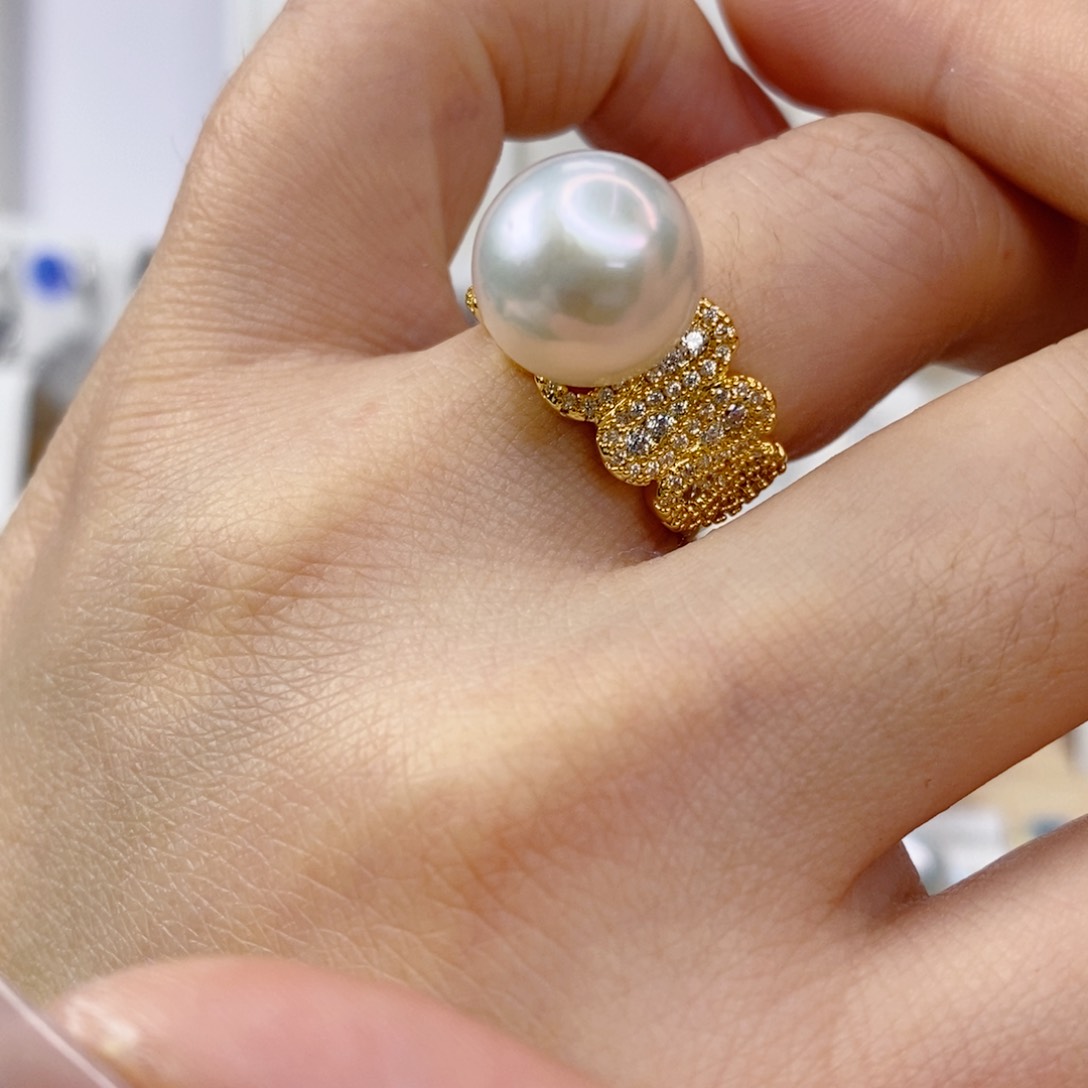 淡水珍珠戒指合金