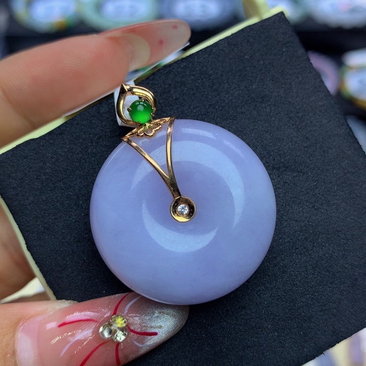 翡翠手链18K金镶嵌落**香翡翠27.4/11.8