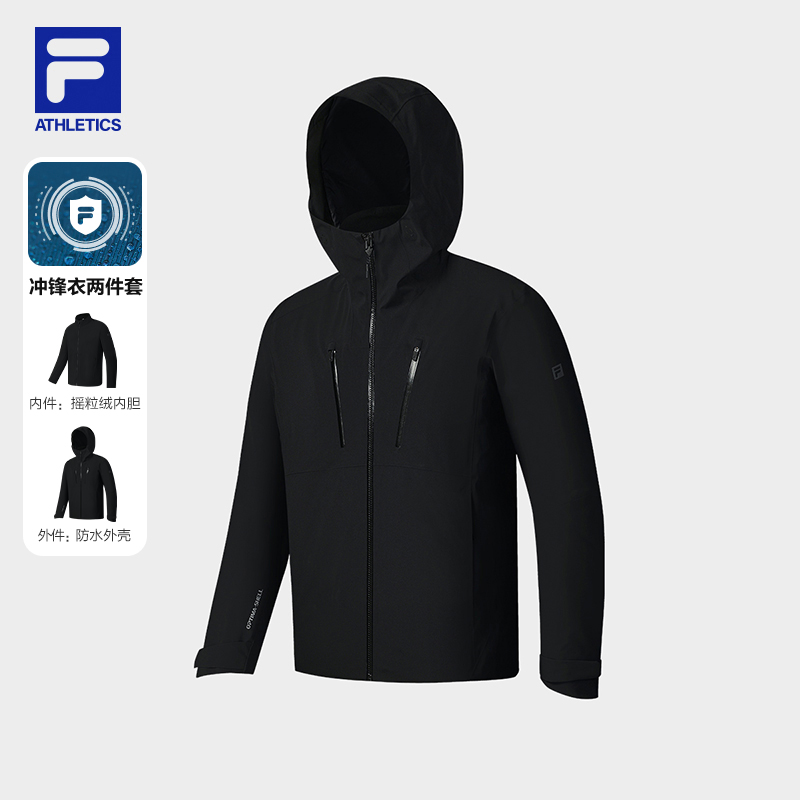Fila/斐乐拉链款男户外运动梭织冲锋衣两件套男士秋季A11M537717F