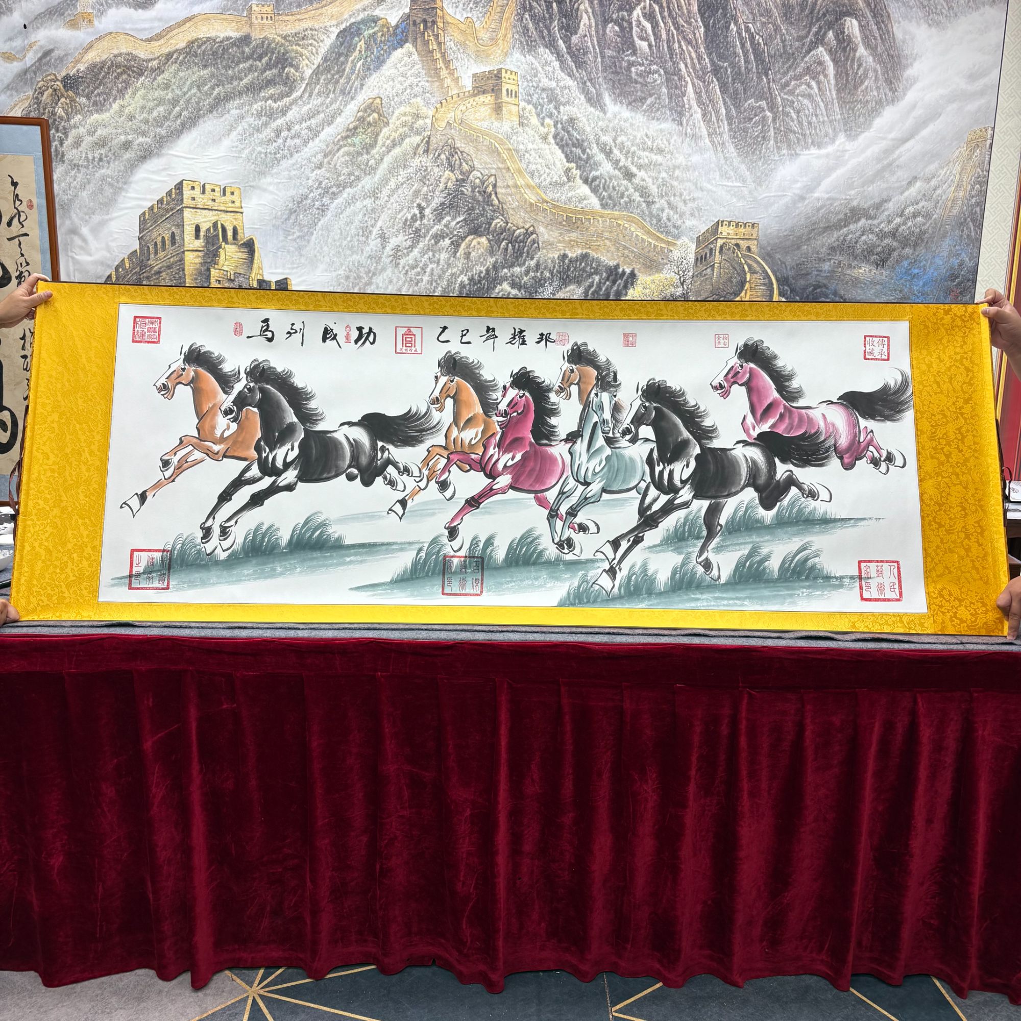 潘耀邦-《马到成功》精品国画-200X70cm