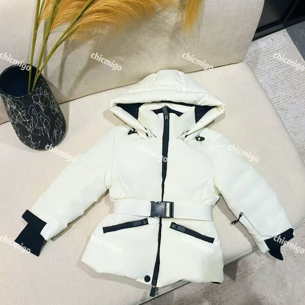 【Chicmigo高定童装】冬季新款高定连帽保暖新国标90白鹅绒羽绒服