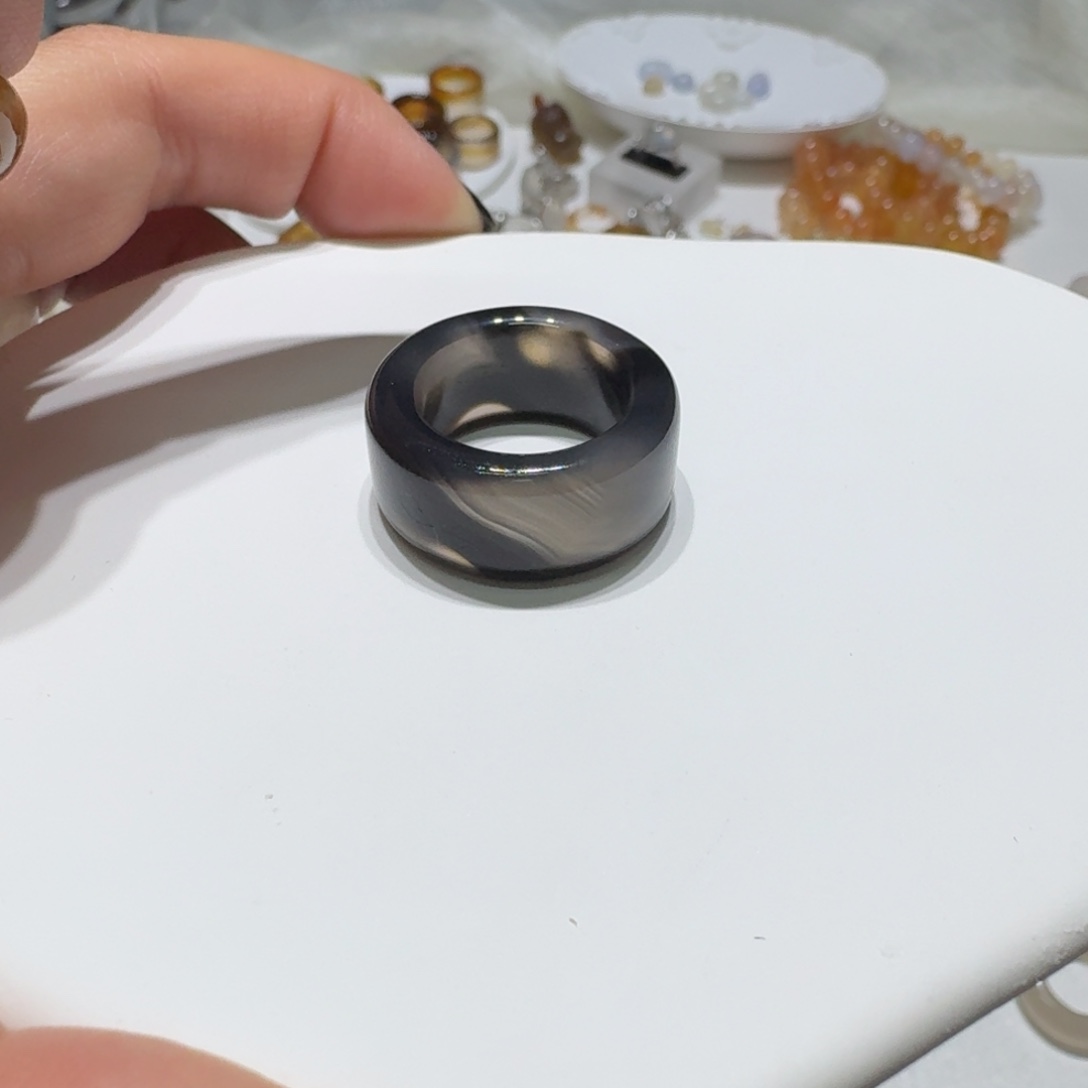 玛瑙/玉髓未镶嵌戒指港14码