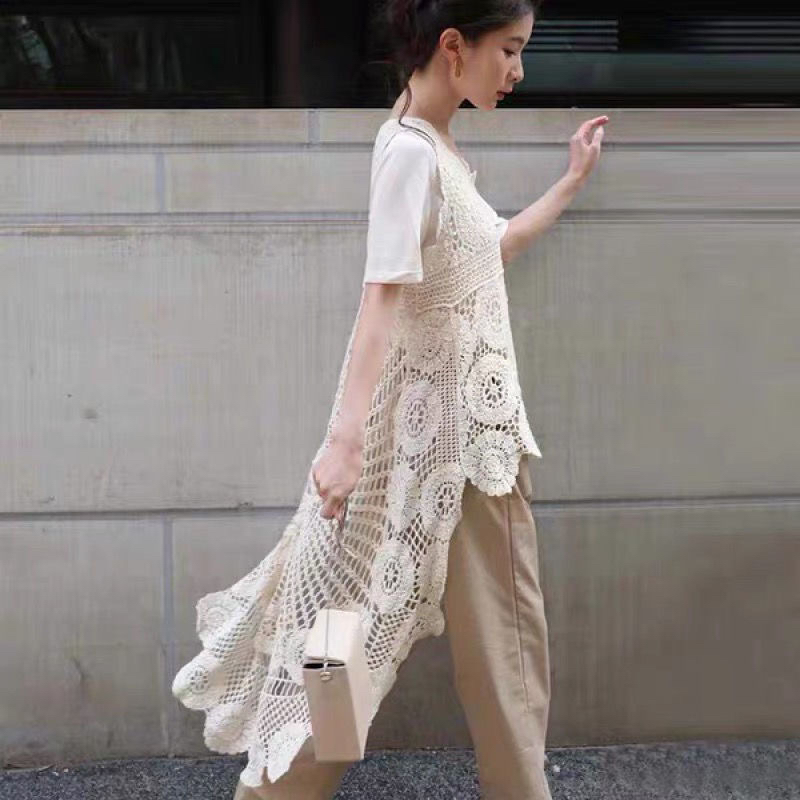 夏季薄款镂空针织钩花长背心小衫外搭上衣搭配吊带裙备注颜色59