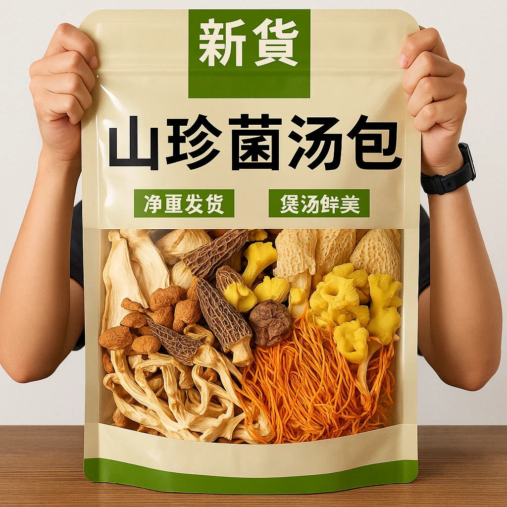 【105克/每包】菌羊肚鹿茸菇菌鸡油菌汤包肉质熬汤优选煲汤佳品批发