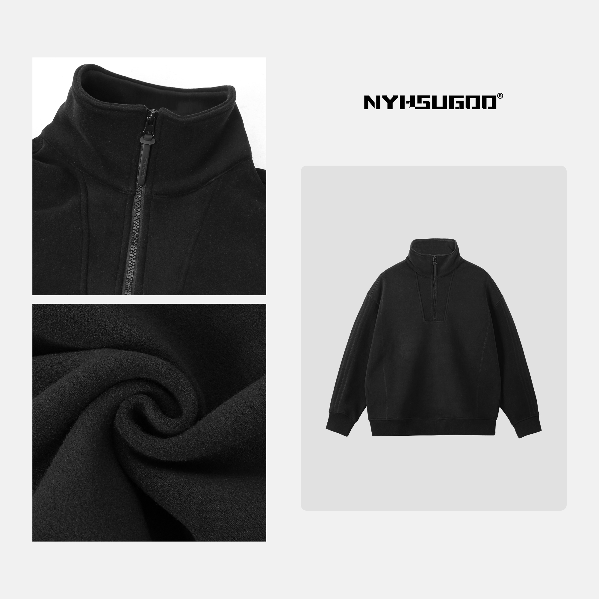 NYHSUGOO/南乙3361致橡树新款秋冬加厚韩系棉感男女百搭长袖卫衣