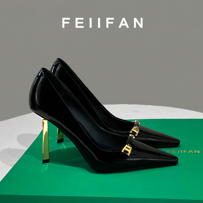 黑色高跟鞋2025春秋新款不累脚细跟气质百搭尖头单鞋女7737