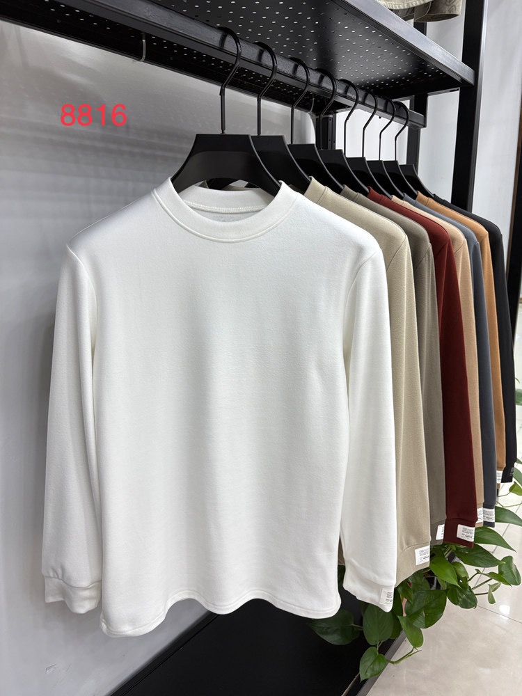 （8816）2025圆领常规免烫长袖秋冬通道布固定极简保暖圆领打底衫