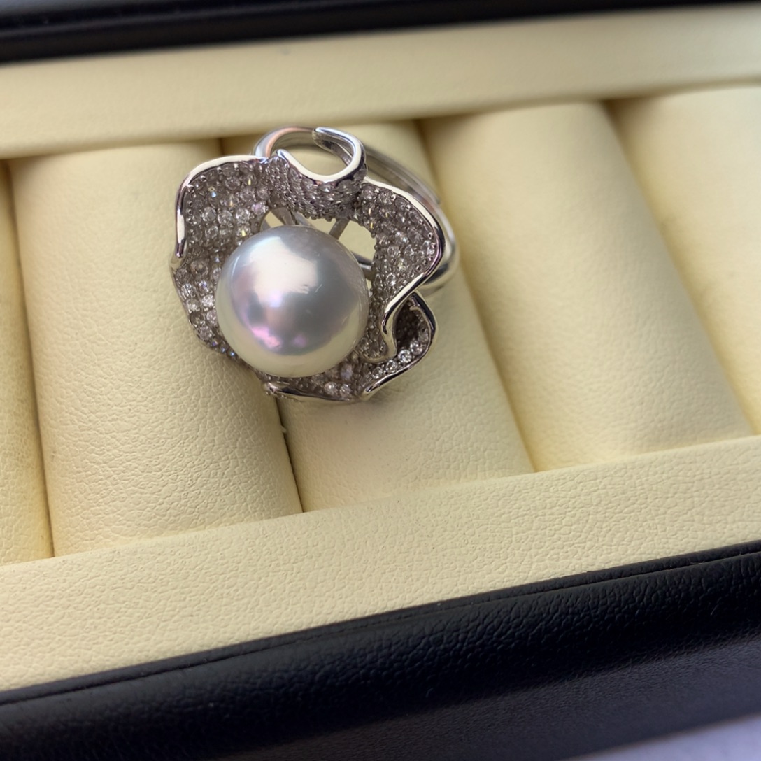 银S925镶嵌海水珍珠戒指