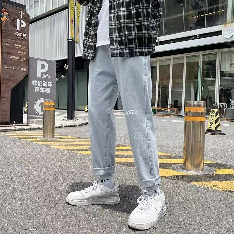 B36男女同款春夏季显瘦水洗棉外穿直筒牛仔裤水洗阔腿牛仔裤k880