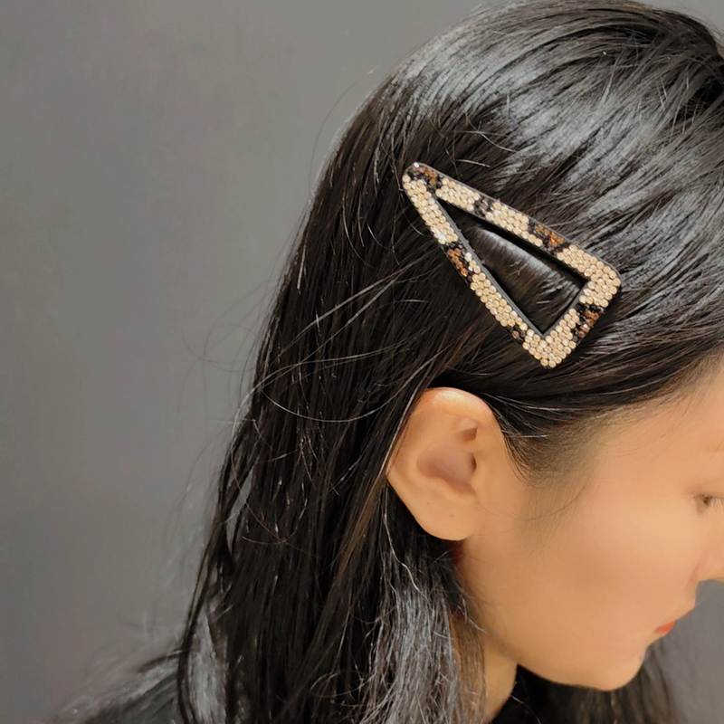 韩国发卡豹纹BB夹闪钻刘海侧边夹气质百搭三角形碎发夹2024新款女
