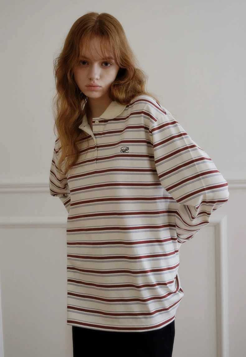 闪闪兒 Plac家海报主推款条纹polo领上衣9353