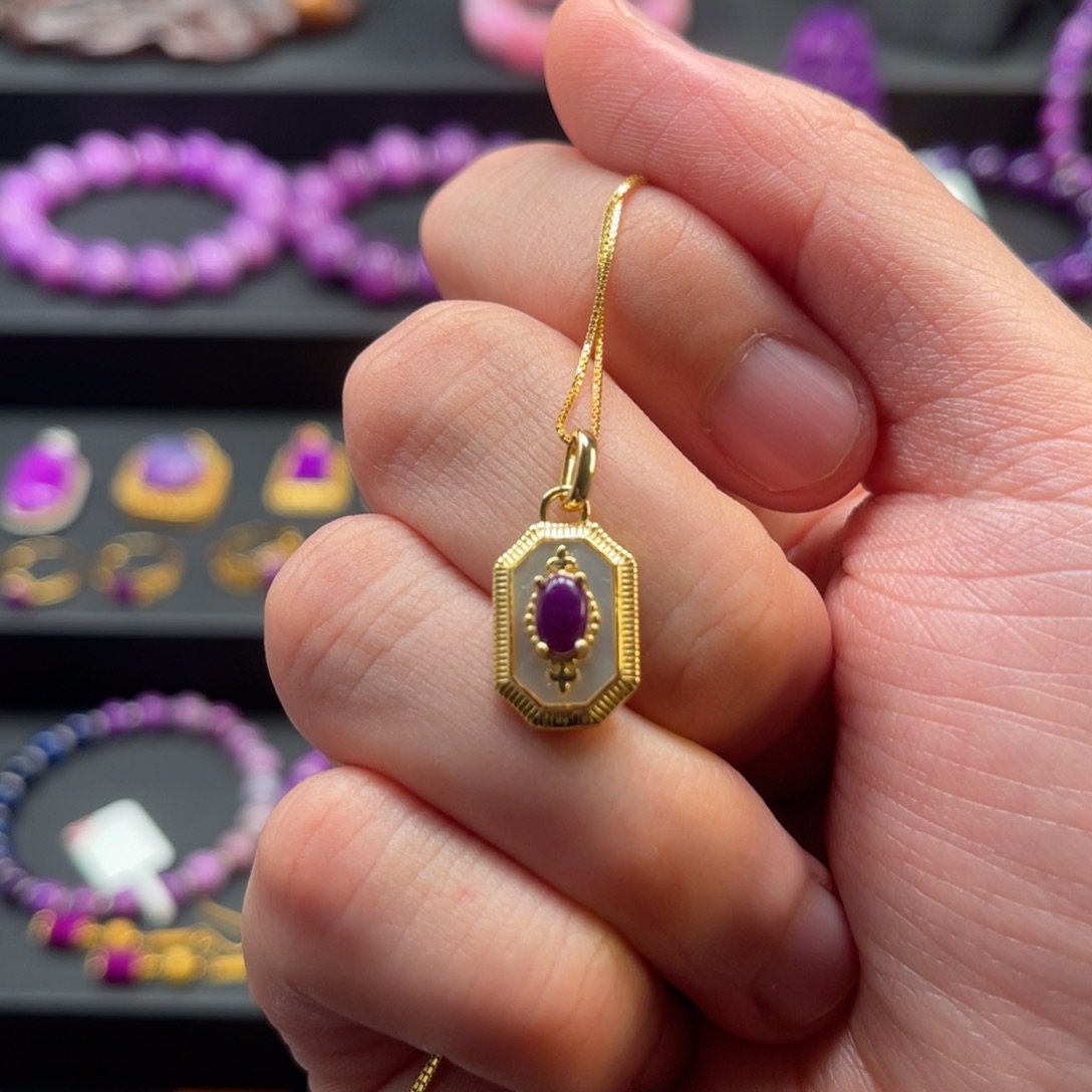 苏纪石（舒俱来）银S925镀金镶嵌吊坠