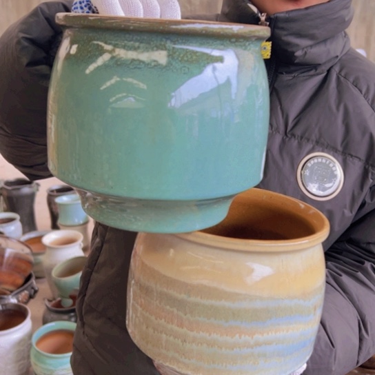 紫砂花盆高18口18—————