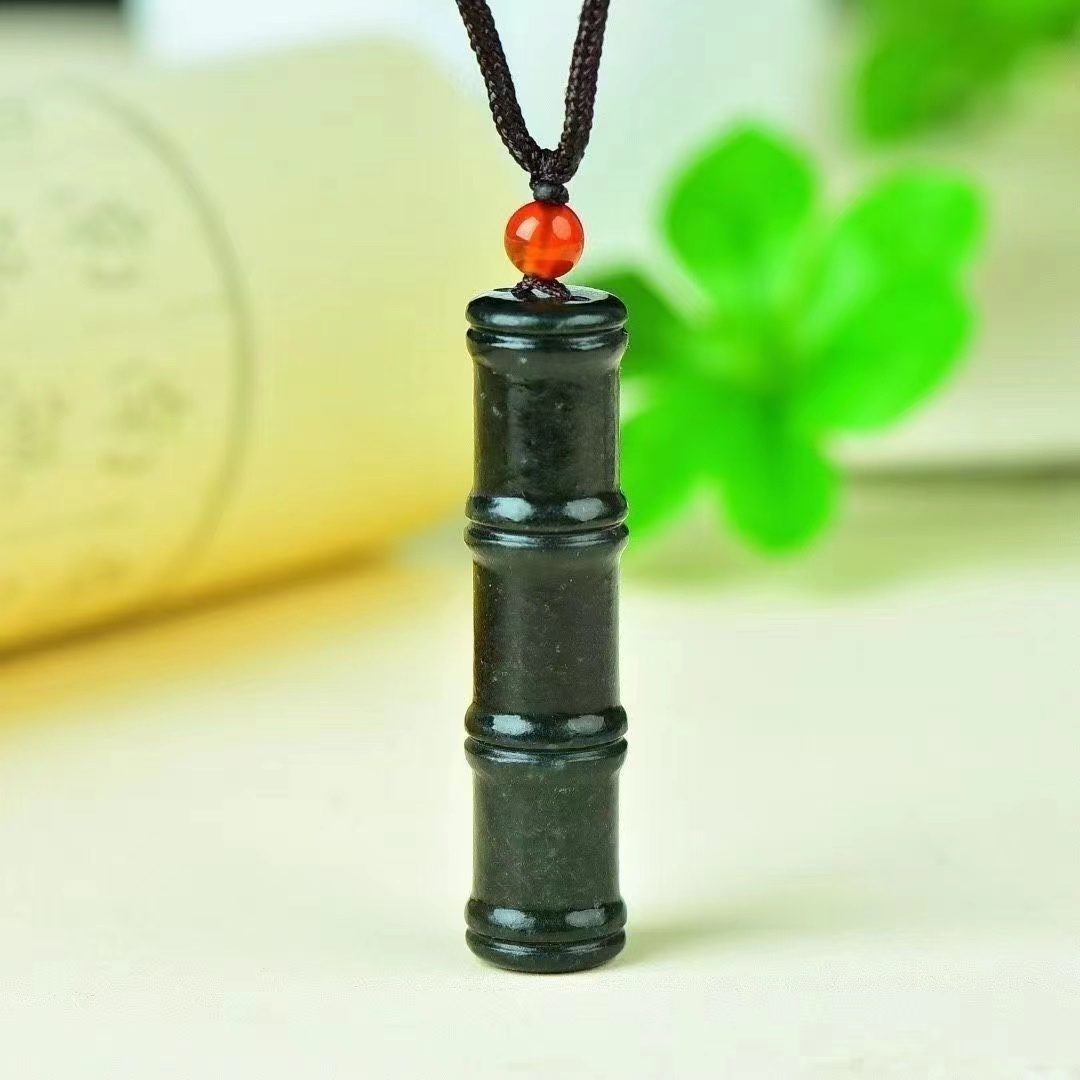 和田玉青玉雕刻竹节寓意节节高升气质时尚多样性发货拍一发一