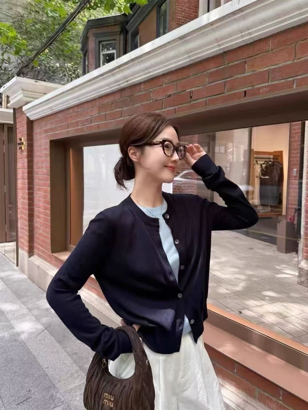 WYFS简约百搭撞色假两件针织