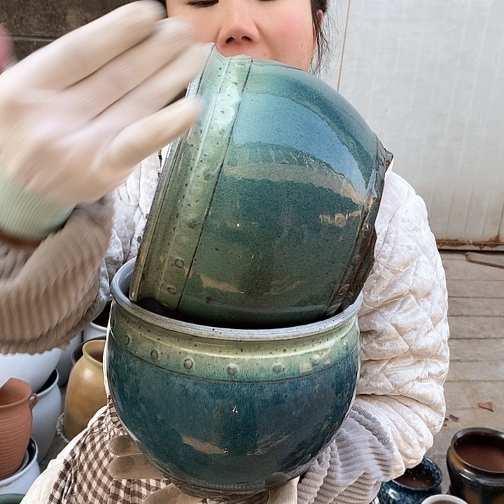 紫砂花盆瑕疵口21高17
