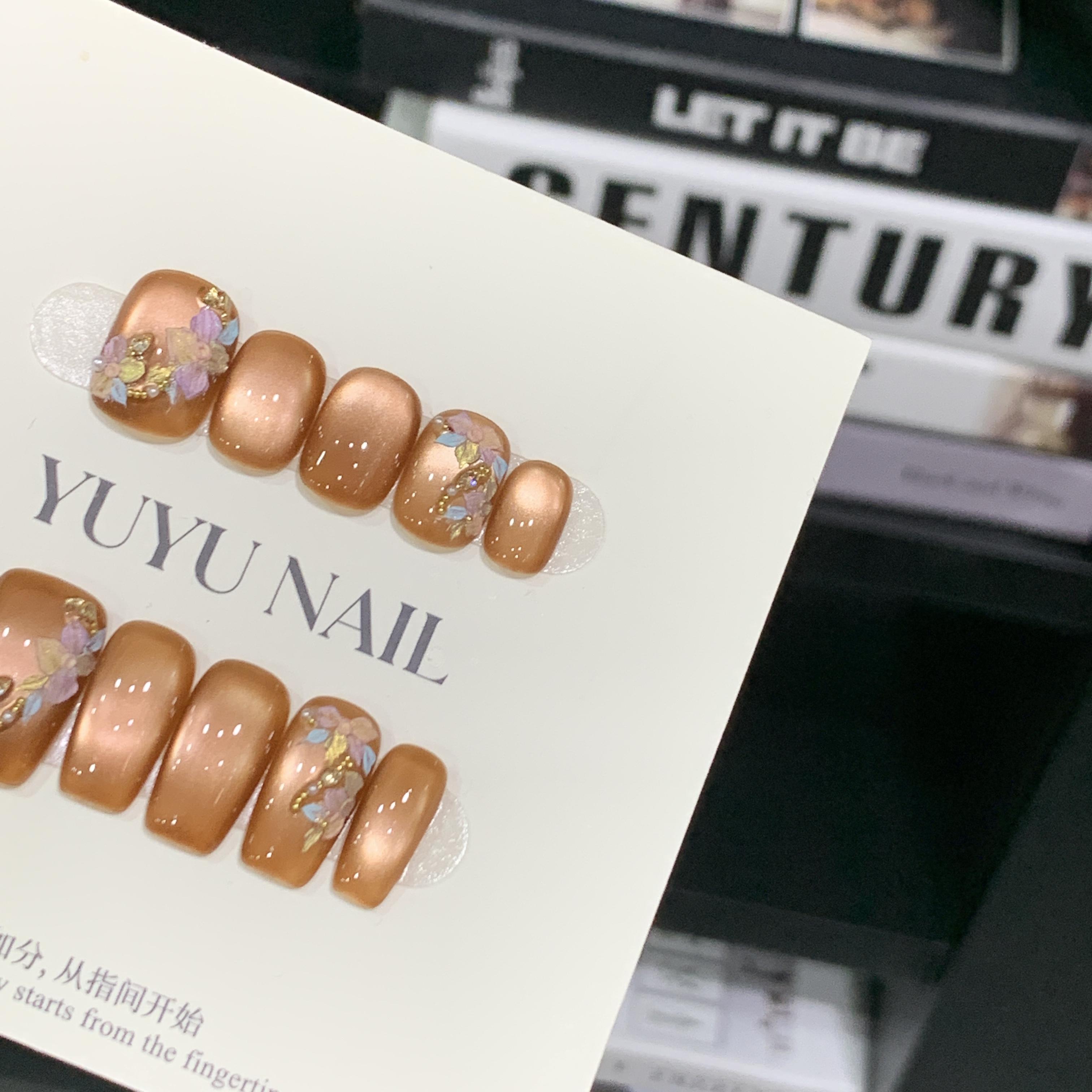 YUYU -【棕花叙章】 -纯手绘设计师系列-小众设计手工穿戴甲