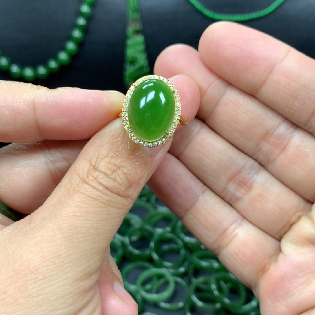 【闪购商品】和田玉戒指银S925镶嵌蛋面戒指