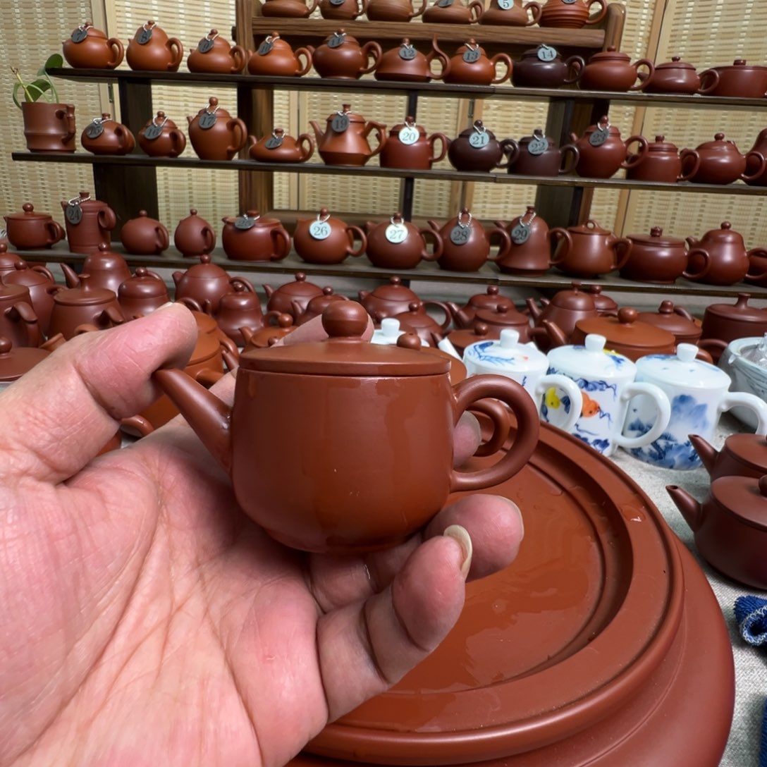 聪***9茶壶紫砂潮州手拉朱泥壶，微瑕不退换