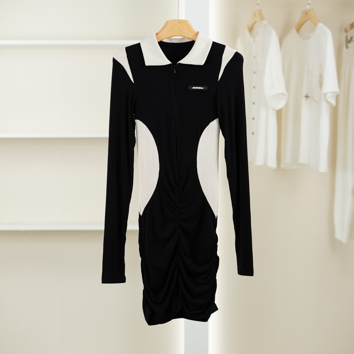 麦迪尚品【文M】51105886 时尚拼接长袖连衣裙春秋女装商场同款