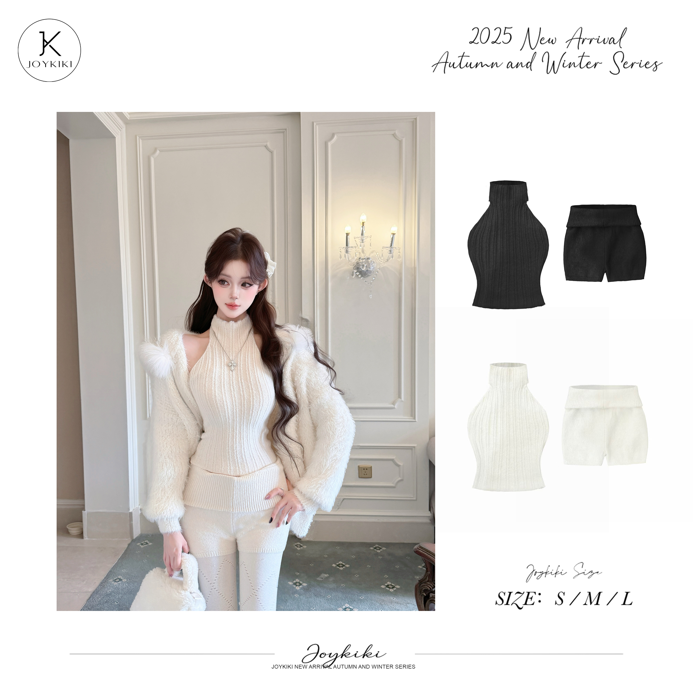 JOY KIKI鹅了么【香珍妮】秋冬毛织辣妹纯欲减龄修身套装J25D191