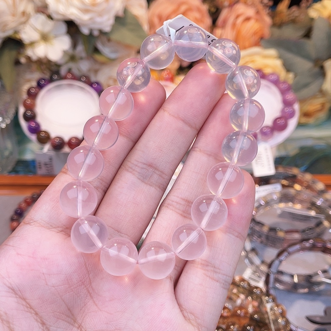 未镶嵌手串芙蓉石莫桑比克粉12m