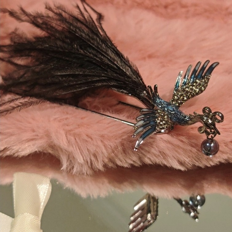 新中式羽毛蝴蝶流苏发夹女古风后脑勺半扎发高级感侧边夹发卡头饰